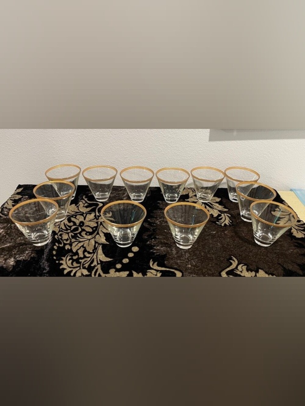 MCM Gold Rim Vodka/Cocktail Glasses Set Of 2 - Picture 8 of 13